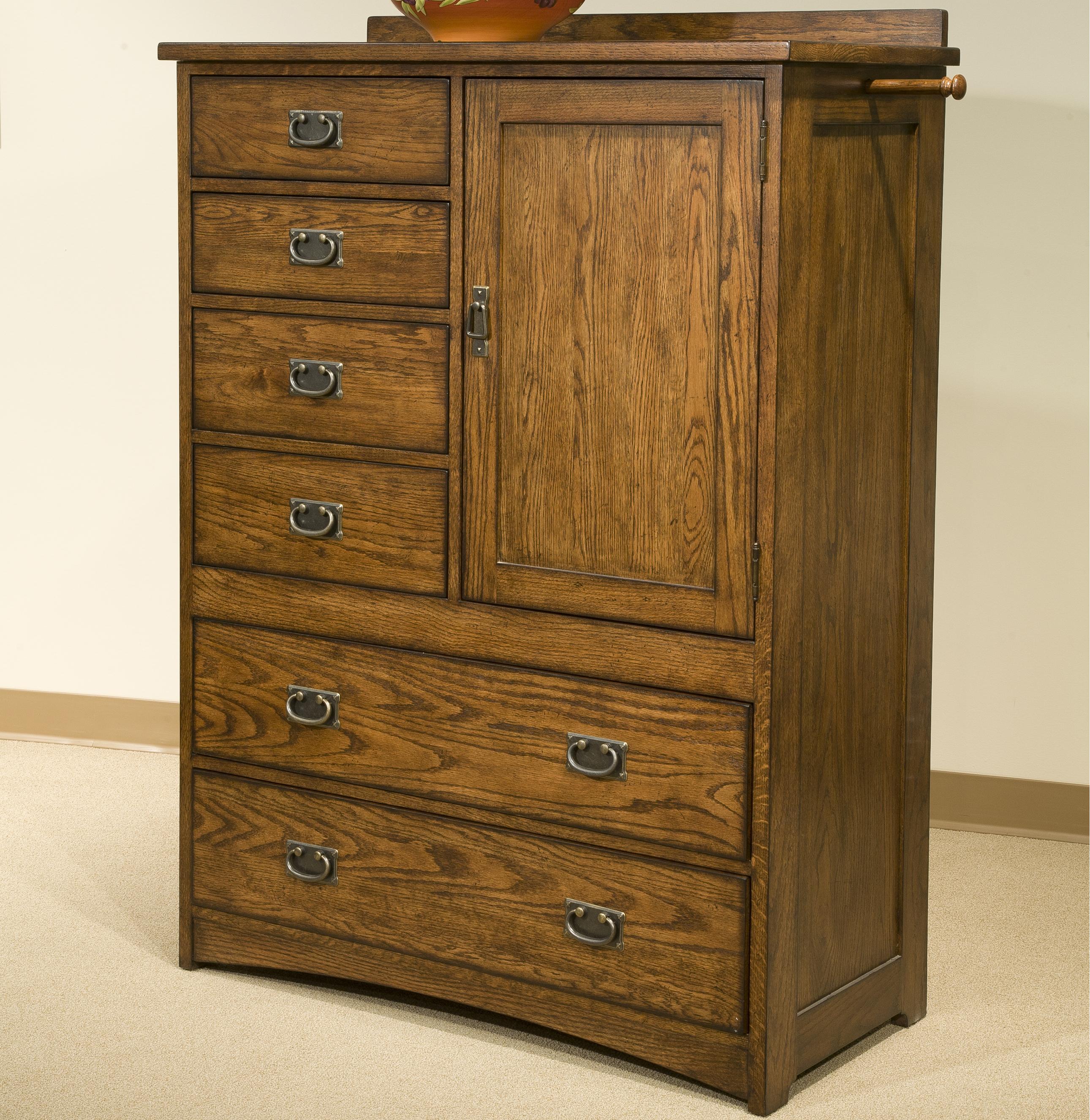 Intercon Oak Park Mission Chest of Six Drawers with Door Wayside
